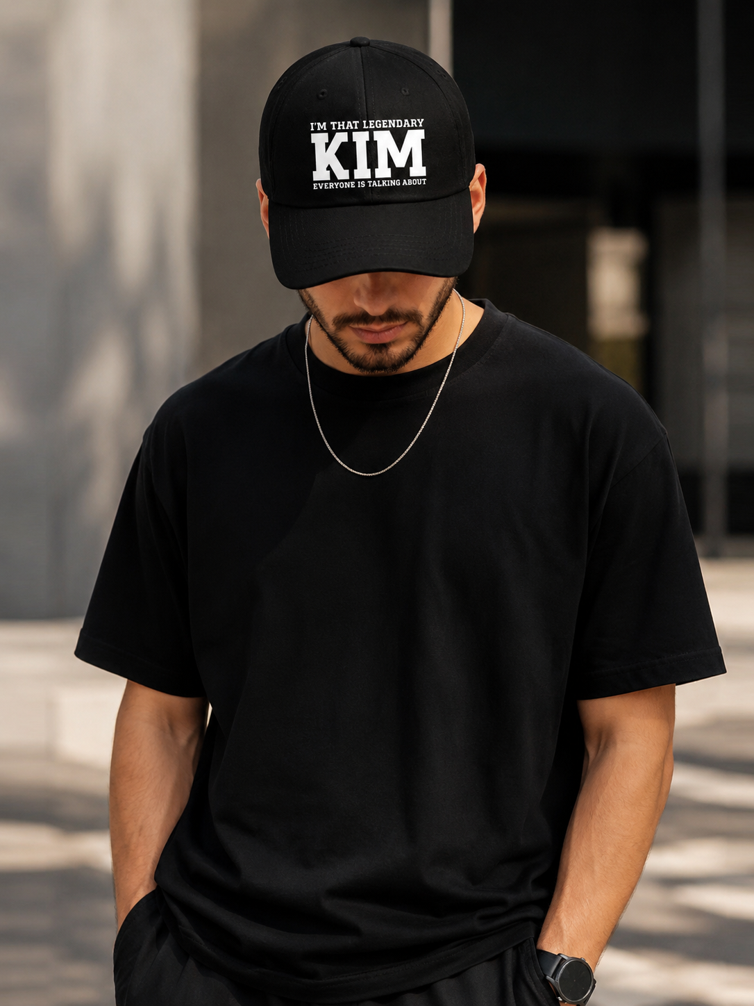 Legendary KIM Black Baseball Cap | Funny Korean Style Adjustable Cap for Men & Women