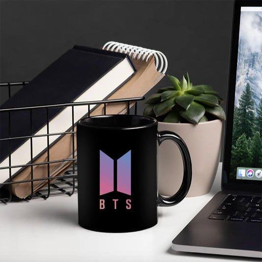 BTS Logo Black Mug For Army Lovers - Kpop Store Pakistan