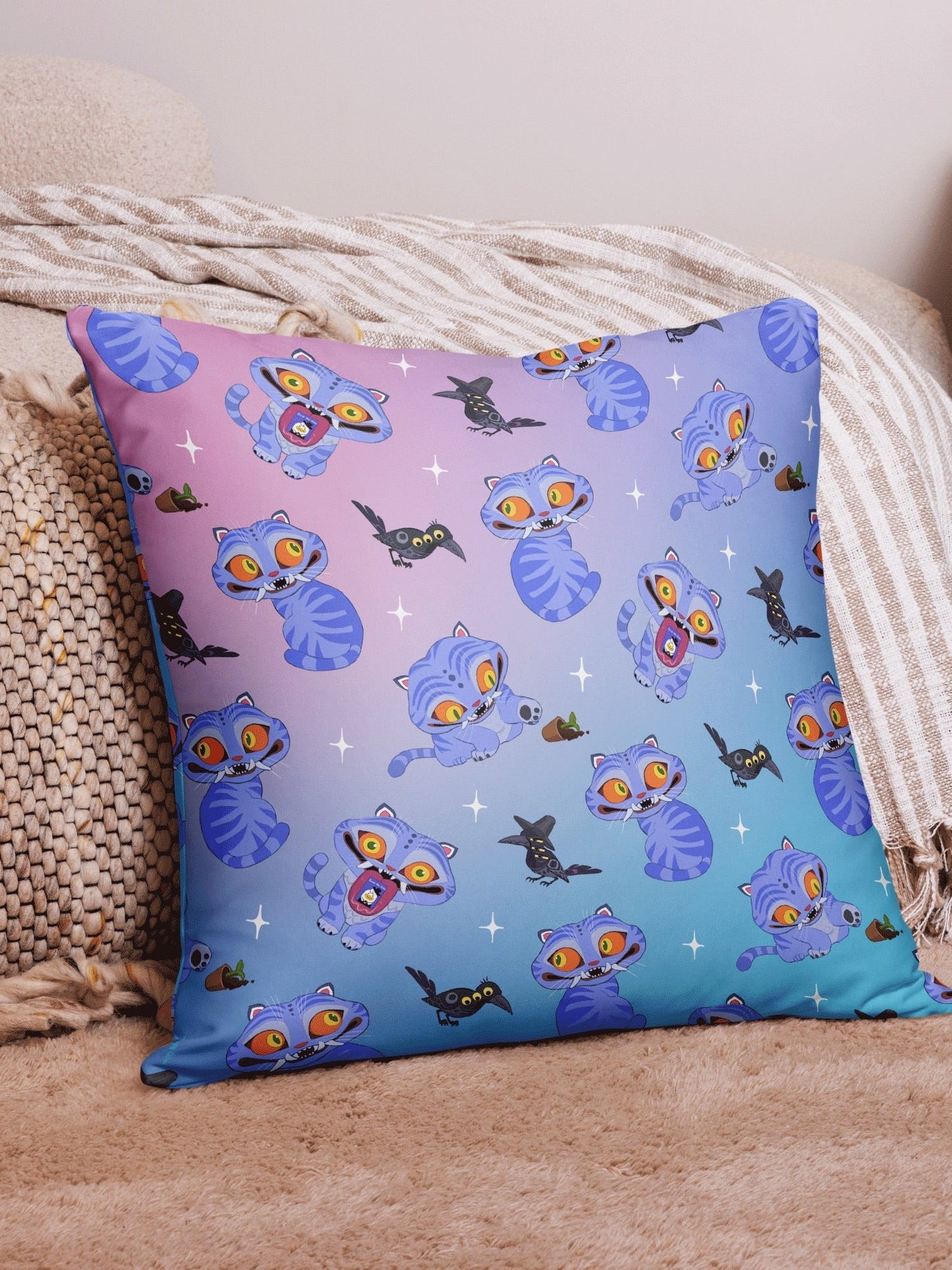 KPop Demon Hunters Derpy Tiger and Sussie Magpie Pillow Cover