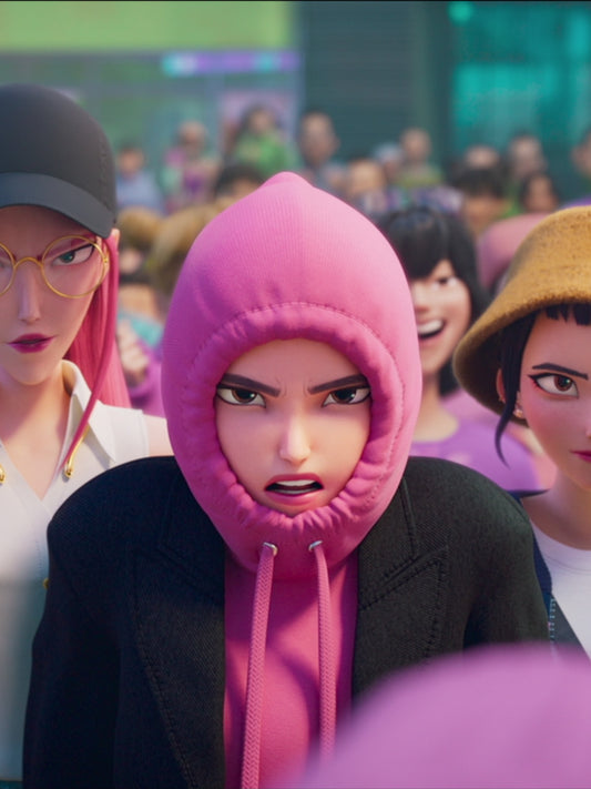 KPop Demon Hunters Rumi's Pink Digital Printed Logo Hoodie