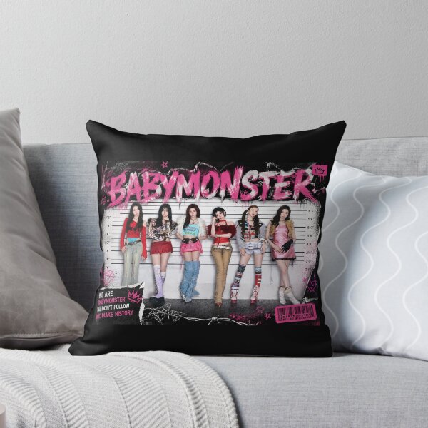 BabyMonster Kpop Cushion – Casual Group Photo Print