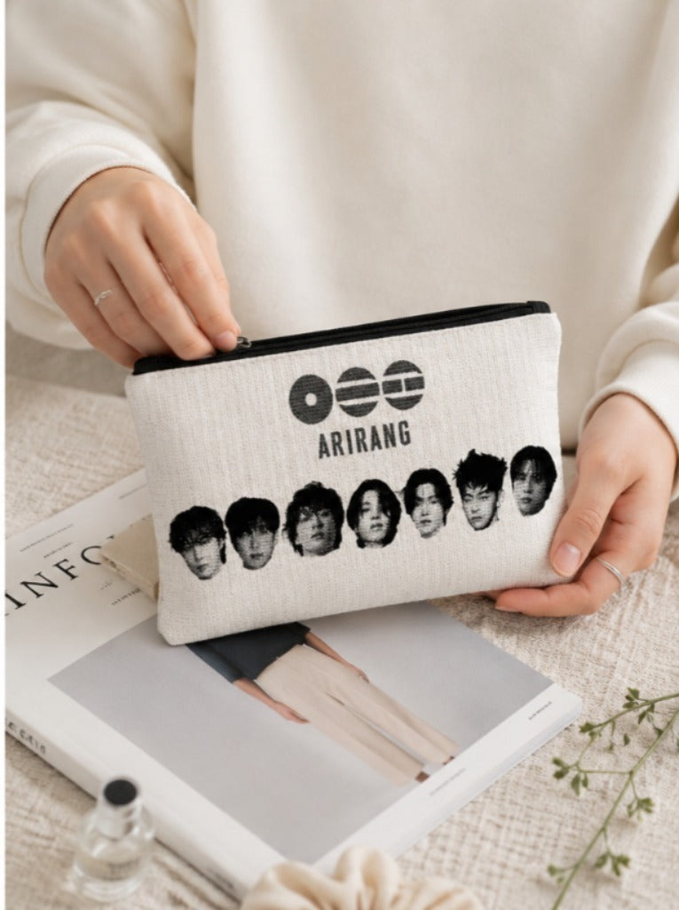 ARIRANG Printed Canvas Makeup Pouch – K-pop Cosmetic Travel Zipper Pouch