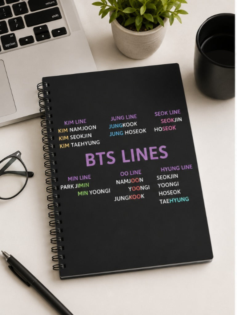 BTS Lines Notebook – Kpop Merchandise | A5 Spiral Journal for BTS Fans