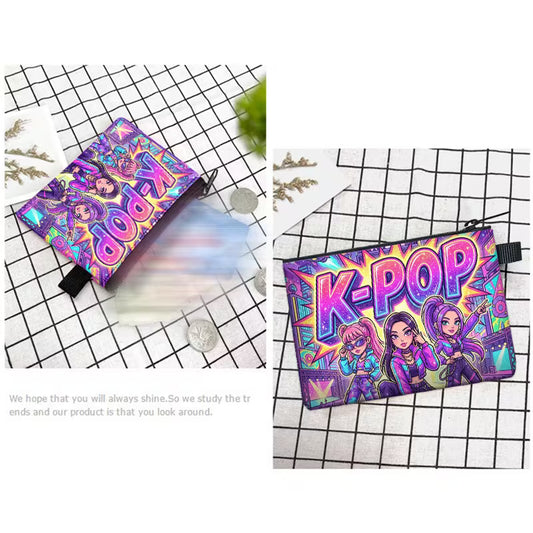 Kawaii Anime Girls Pouch – Cute Aesthetic Zipper Makeup & Pencil Case for Girls