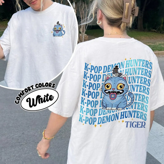 Kpop Demon Hunters Tshirt Smart Fit Dual Printing Kpop Huntrix Saja Girls Fan Tee