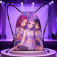 Cyber Girl Squad Drawstring Bag – Anime K-Pop Purple City Printed Backpack