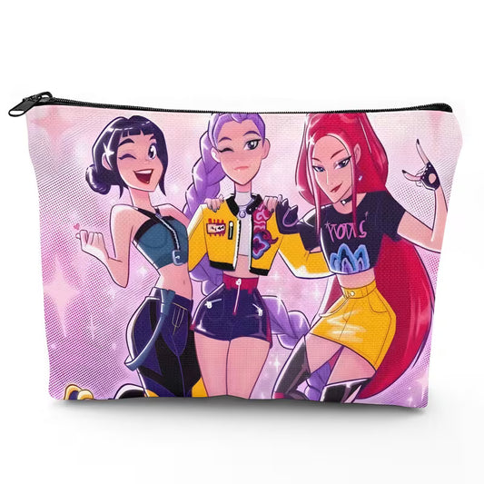 Pastel Anime Squad Accessory Pouch – Soft Aesthetic Travel Makeup Organizer
