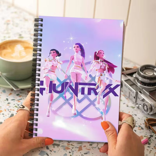 HUNTR/X Anime Trio Spiral Notebook – Soft Aesthetic Lavender Art