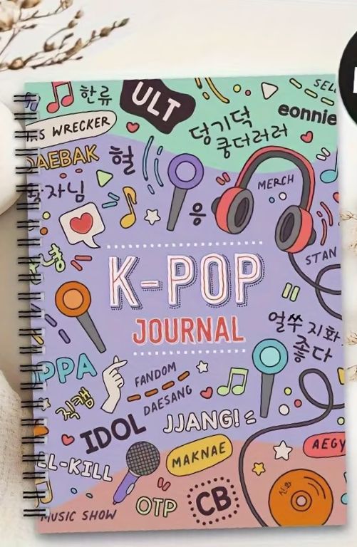 K-Pop Fan Notebook | Kpop Journal with Fandom Doodles, Korean Slang