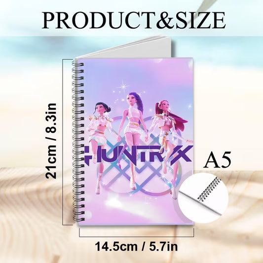 HUNTR/X Anime Trio Spiral Notebook – Soft Aesthetic Lavender Art