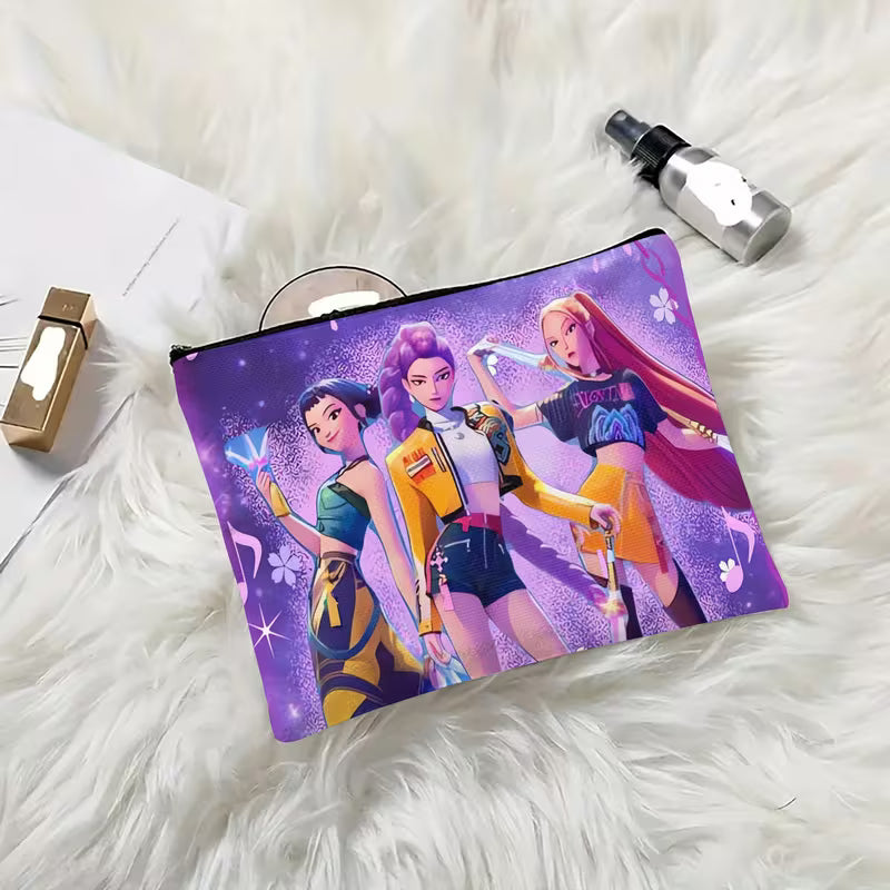 Purple K-Pop Inspired Cosmetic Pouch | Girl Squad Aesthetic Makeup Bag