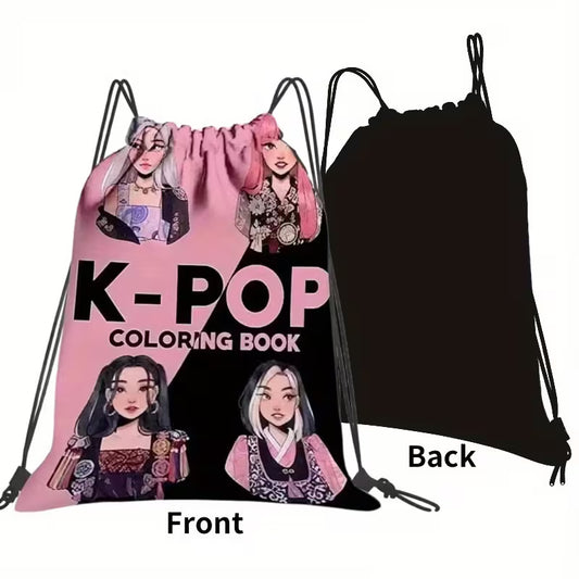 Blackpink Inspired Drawstring Bag – Pink & Black Aesthetic Gym & Travel Sackpack