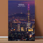 Seoul City Night Skyline Poster | South Korea Wall Art Print