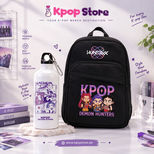 Huntr/X KPOP Demon Hunters Bag + Bottle Bundle – K-Pop Fan Combo Pack