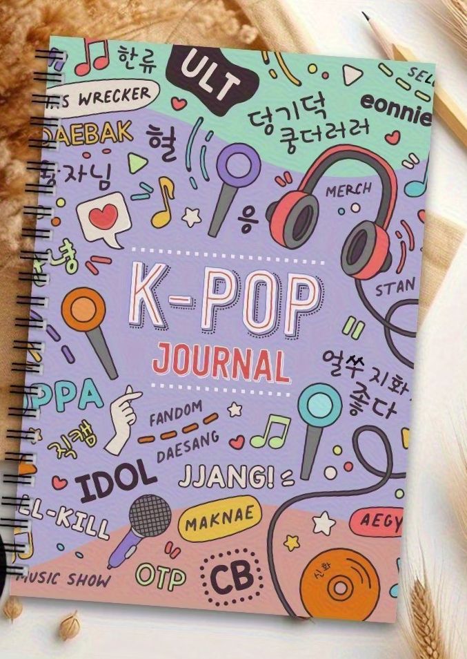 K-Pop Fan Notebook | Kpop Journal with Fandom Doodles, Korean Slang