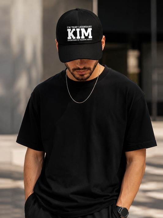 Legendary KIM Black Baseball Cap | Funny Korean Style Adjustable Cap for Men & Women