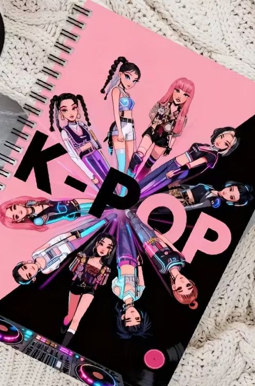 "K-Pop Girl Group Aesthetic Spiral Notebook - Trendy Anime Art Journal"