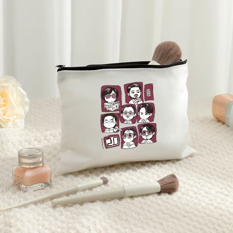 Korean Chibi Style Canvas Zipper Pouch – Aesthetic Makeup & Travel