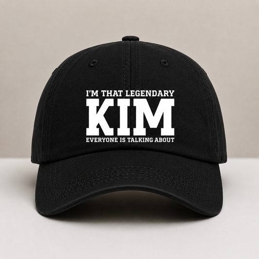 Legendary KIM Black Baseball Cap | Funny Korean Style Adjustable Cap for Men & Women