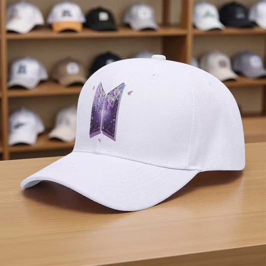 BTS Logo Adjustable Baseball Cap – Unisex K-Pop Fan Hat in Pink Black & White