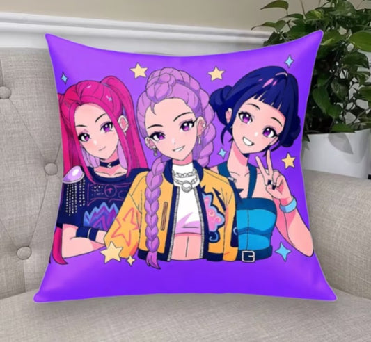 Kawaii Anime Girls Cushion Cover – Soft Aesthetic Pillow for Bedroom & Sofa Decor