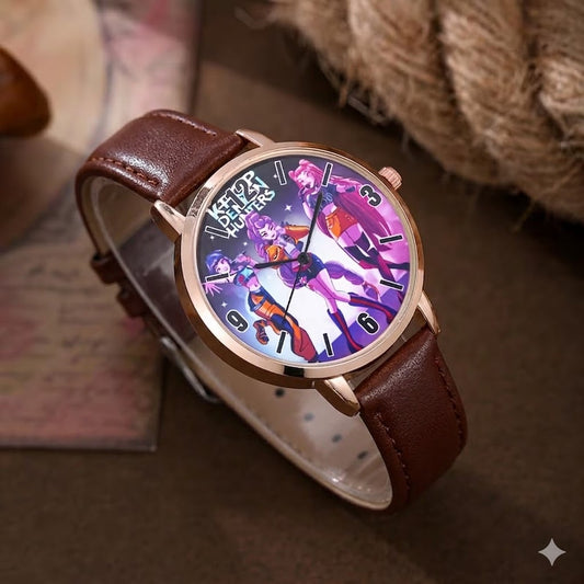 K-Pop Demon Hunters Inspired Watch – Aesthetic Brown Strap Fashion Accessory