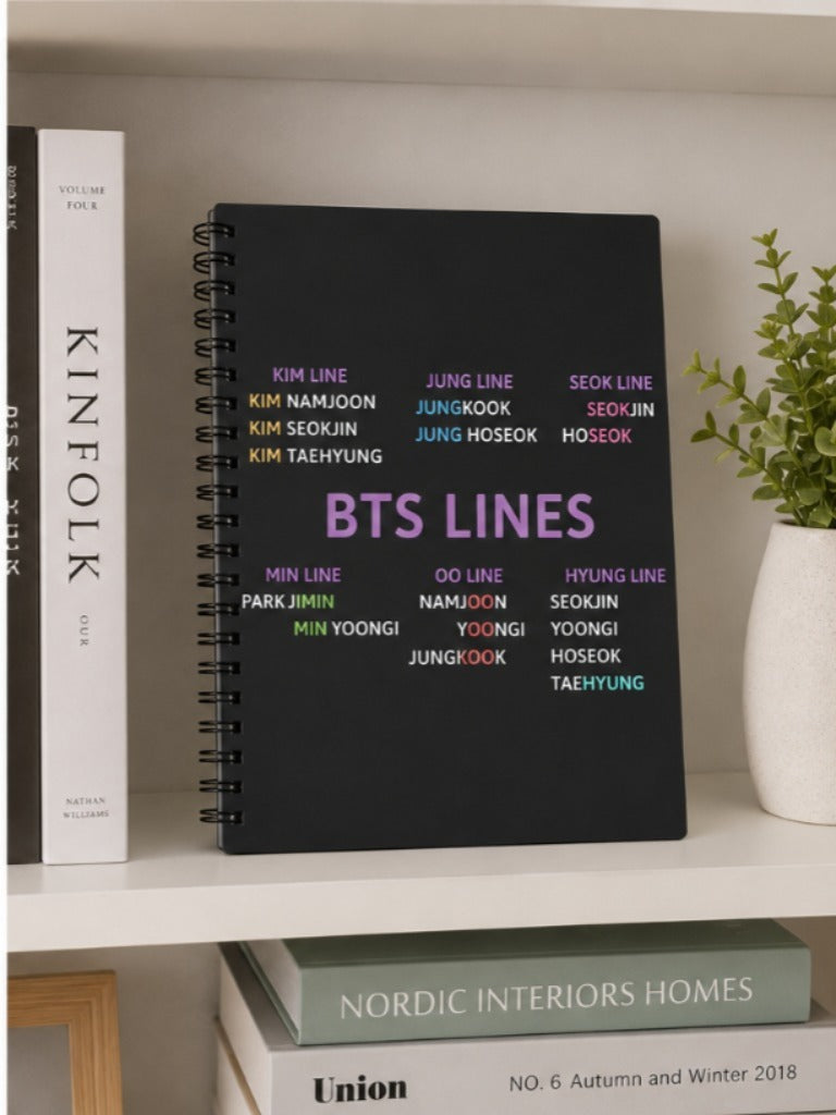 BTS Lines Notebook – Kpop Merchandise | A5 Spiral Journal for BTS Fans