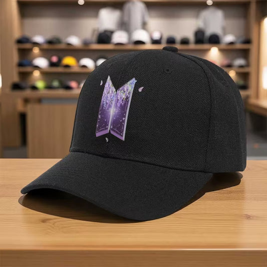 BTS Logo Adjustable Baseball Cap – Unisex K-Pop Fan Hat in Pink Black & White
