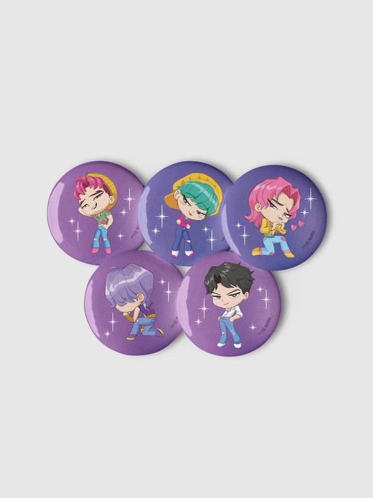 KPop Demon Hunters Chibi Saja Boys Soda Pop Pin Set