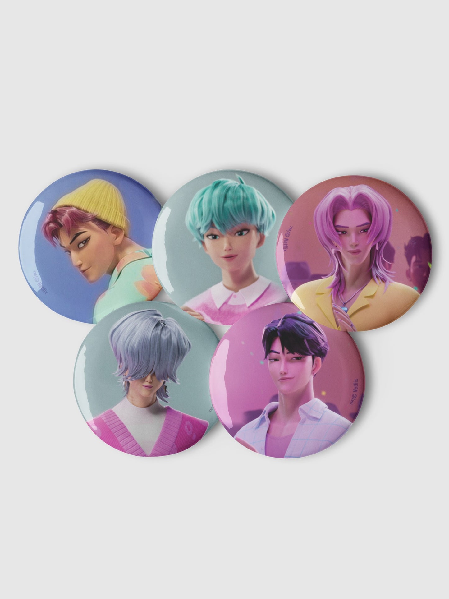 KPop Demon Hunters Saja Boys Pin Button Badges Rounded Set