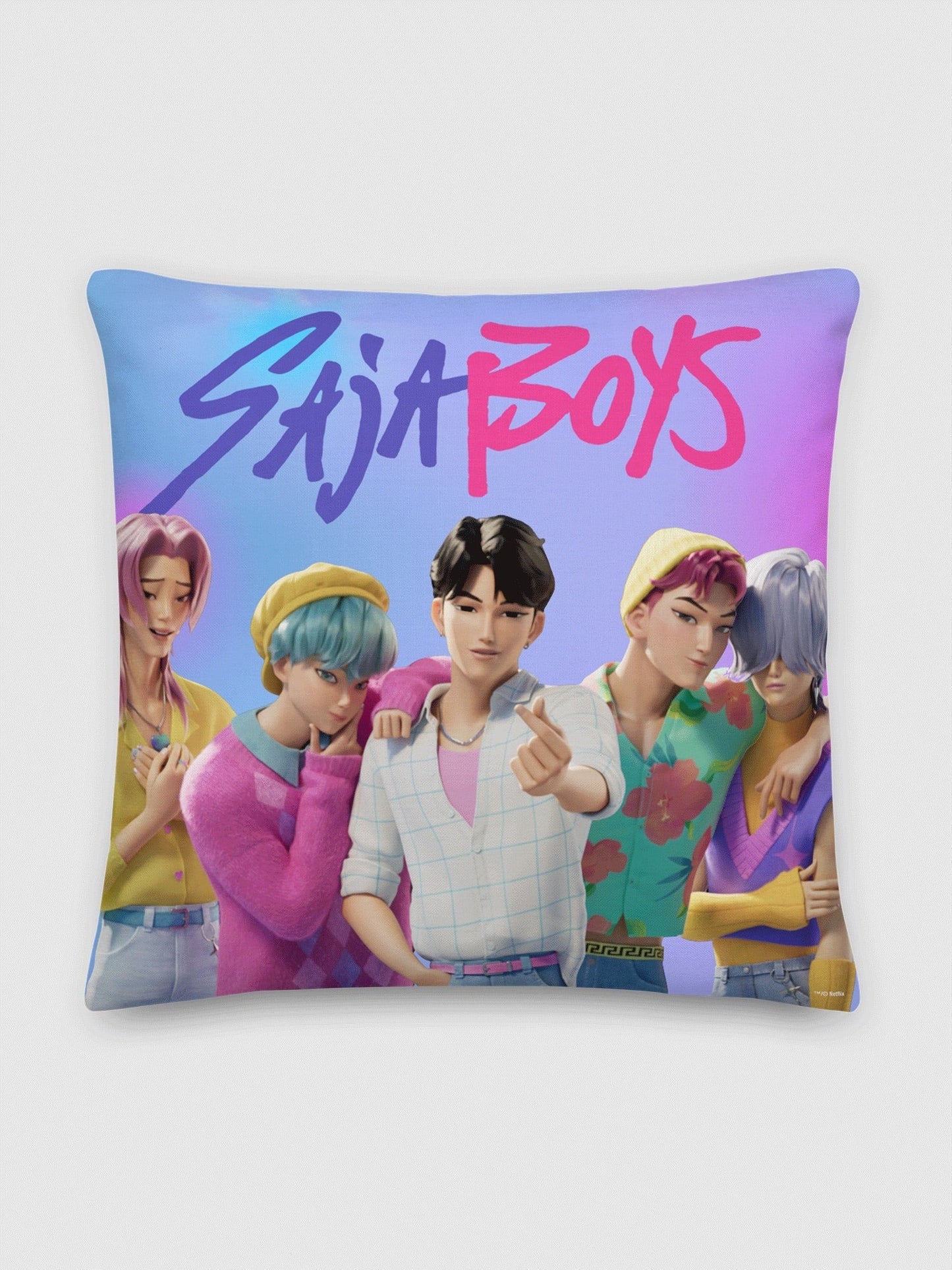 KPop Demon Hunters Saja Boys Square Cushion Throw Pillow