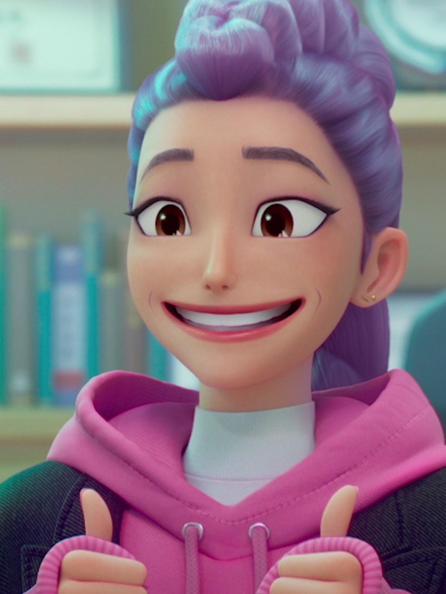 KPop Demon Hunters Rumi's Pink Digital Printed Logo Hoodie