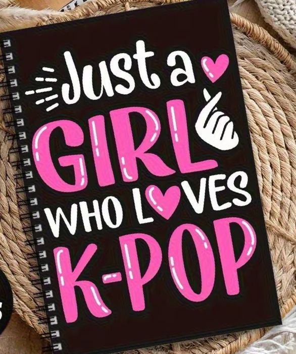 Just a Girl Who Loves K-Pop Notebook | Black Spiral Journal for Kpop Fans