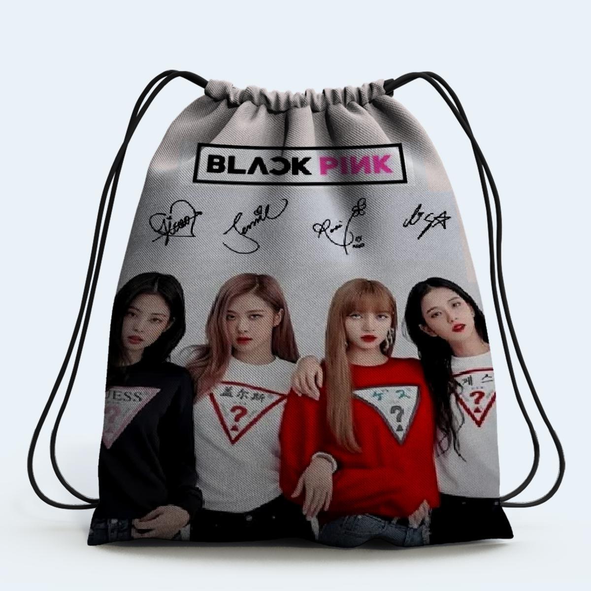 Black pink string bag sale