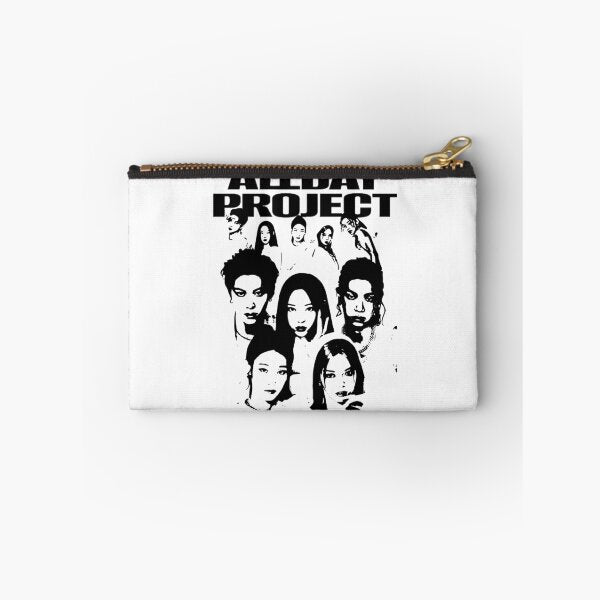 All Day Project Kpop Zipper Pouch – Black & White Stencil Print