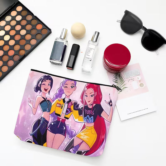 Pastel Anime Squad Accessory Pouch – Soft Aesthetic Travel Makeup Organizer