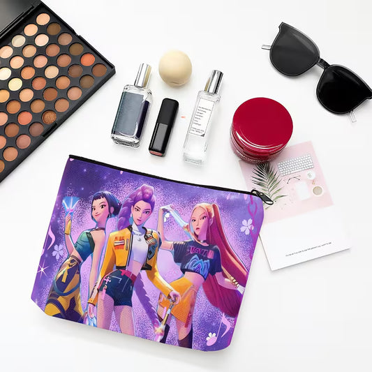 Purple K-Pop Inspired Cosmetic Pouch | Girl Squad Aesthetic Makeup Bag