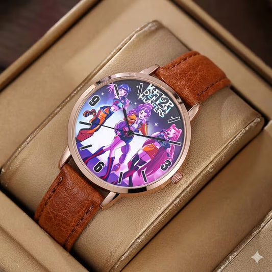 K-Pop Demon Hunters Inspired Watch – Aesthetic Brown Strap Fashion Accessory