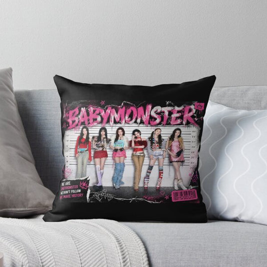BabyMonster Kpop Cushion – Casual Group Photo Print