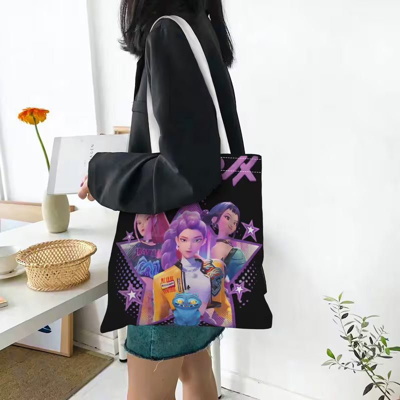 Neon Girl Squad Tote Bag - Vibrant K-Pop Inspired Reusable Bag