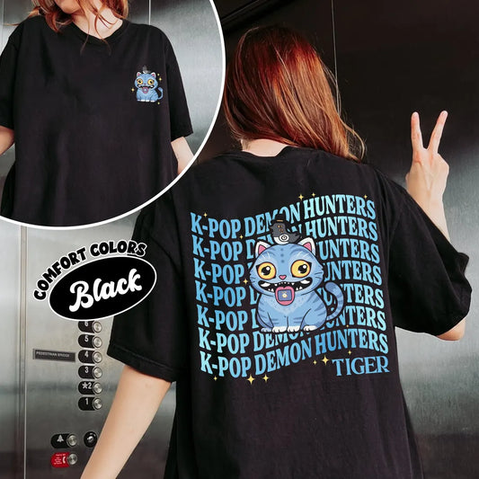 Kpop Demon Hunters Tshirt Smart Fit Dual Printing Kpop Huntrix Saja Girls Fan Tee