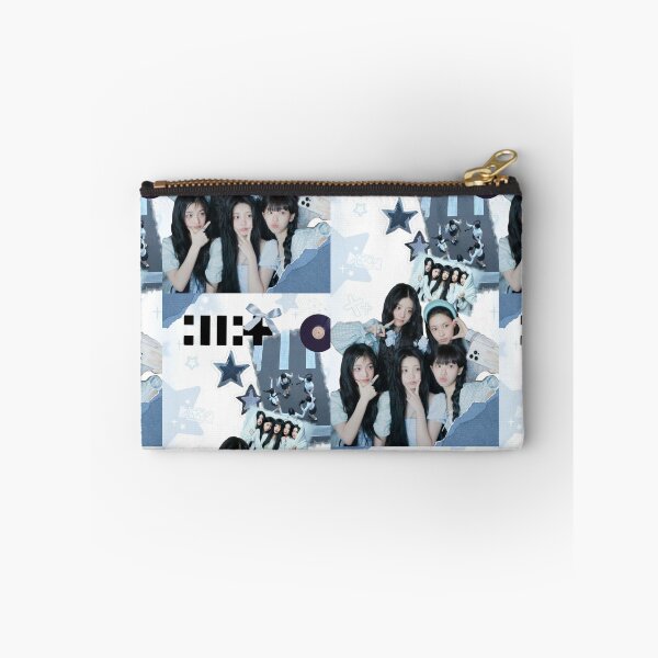 ILLIT Kpop Zipper Pouch – Blue Aesthetic Collage Print