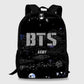 BTS Army Text Cool Backpack With Laptop Partition Digital Printed Designs - Kpop Store Pakistan