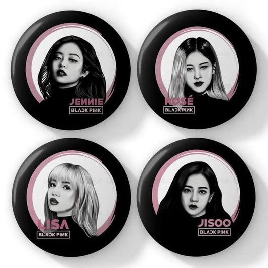 Black Pink Member Design Badges for KPOP (Pack of 4) - Kpop Store Pakistan
